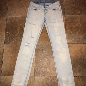 Express distressed whitewashed light denim jeans